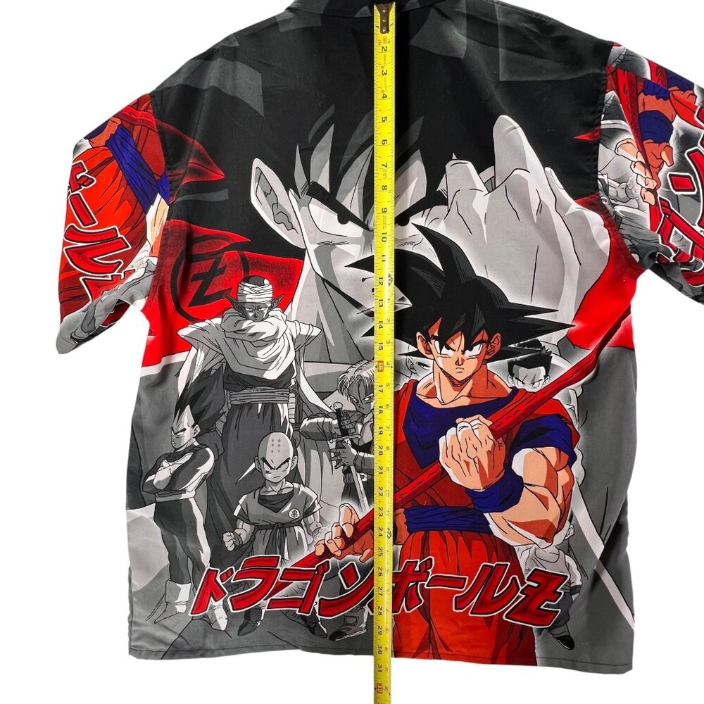 Vtg Dragon Ball Z Anime GOKU Graphic Shirt Y2K All Over Print Button Up Mens Lg - Picture 14 of 14